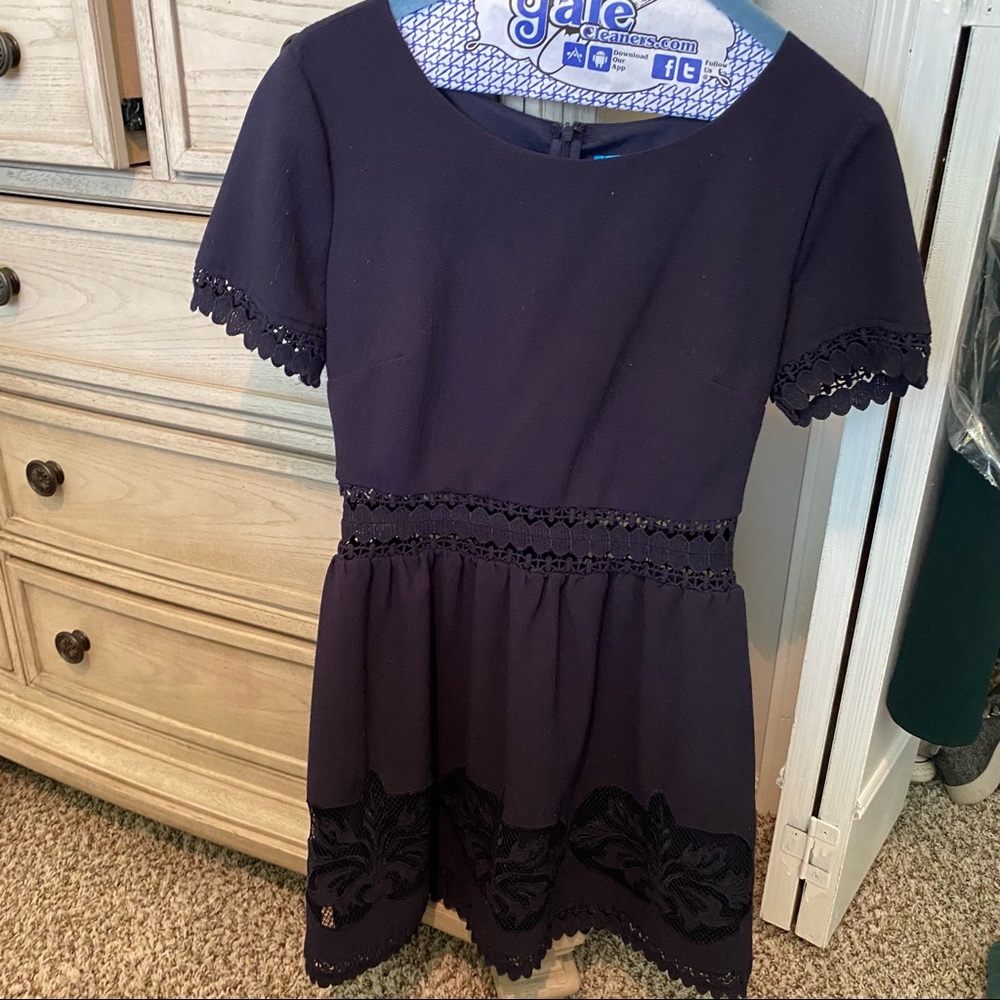 Buttons Navy Lace Cocktail Dress